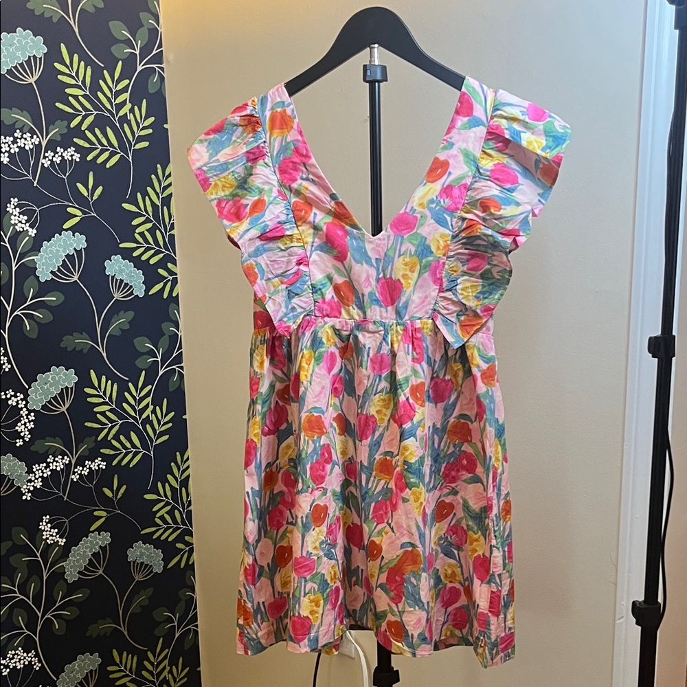 TCEC Floral Mini Dress in Pink, Yellow, Green, Blue